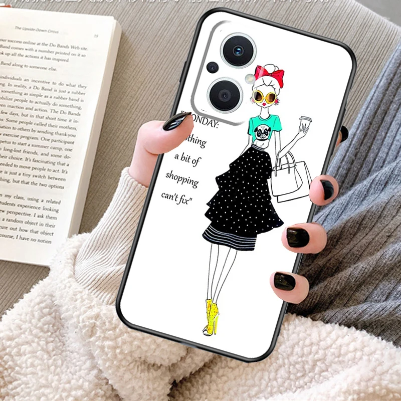 حافظة فتاة تسوق Harrods لهاتف OPPO Reno 13 13F 12 11 F 8T 7 8 10 Pro OPPO Find X8 Pro X6 X3 X5 Lite غطاء Fundas