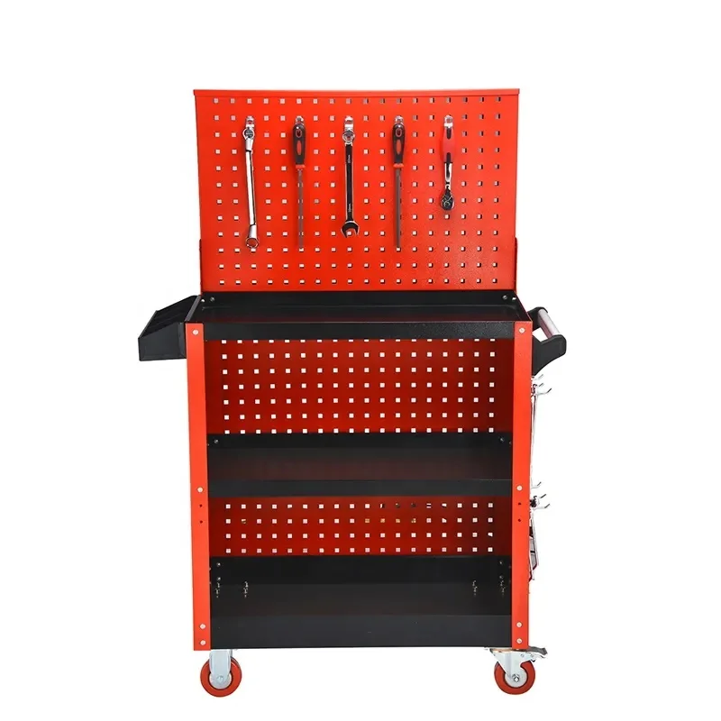 

3-Layer trolley wheel car garage tool cabinet workshop tool cart with hanging plate is easy to use, durable and practical, good