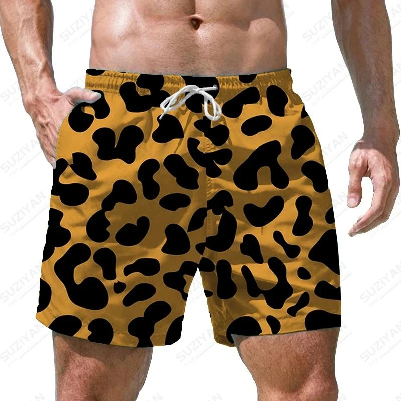 Men\'s Leopard Print Beach Shorts 3d Print Casual Party Clothes Board Shorts Harajuku Breathable Swimsuit Homme Oversized Clothes