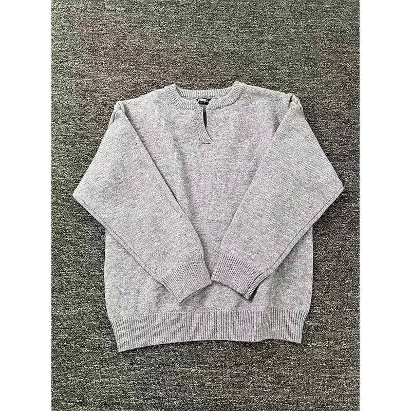 

Мужской шерстяной свитер Henry Collar с V-образным вырезом, осенне-зимний, Cleanfit, в стиле Lazy, базовый слой, с длинным рукавом, повседневный