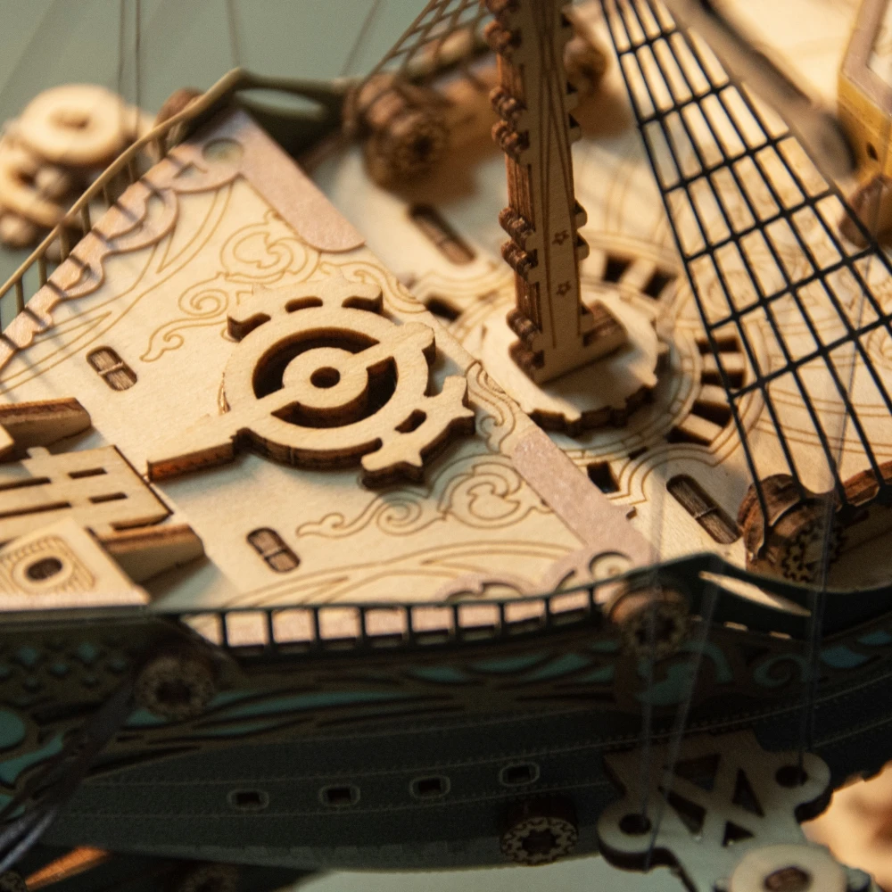 Puzzle 3D en bois à monter soi-même, bateau Pirate mystère du futur, modèle d'assemblage fait à la main, décoration de bureau, ornements Steampunk, cadeau pour enfant et adulte