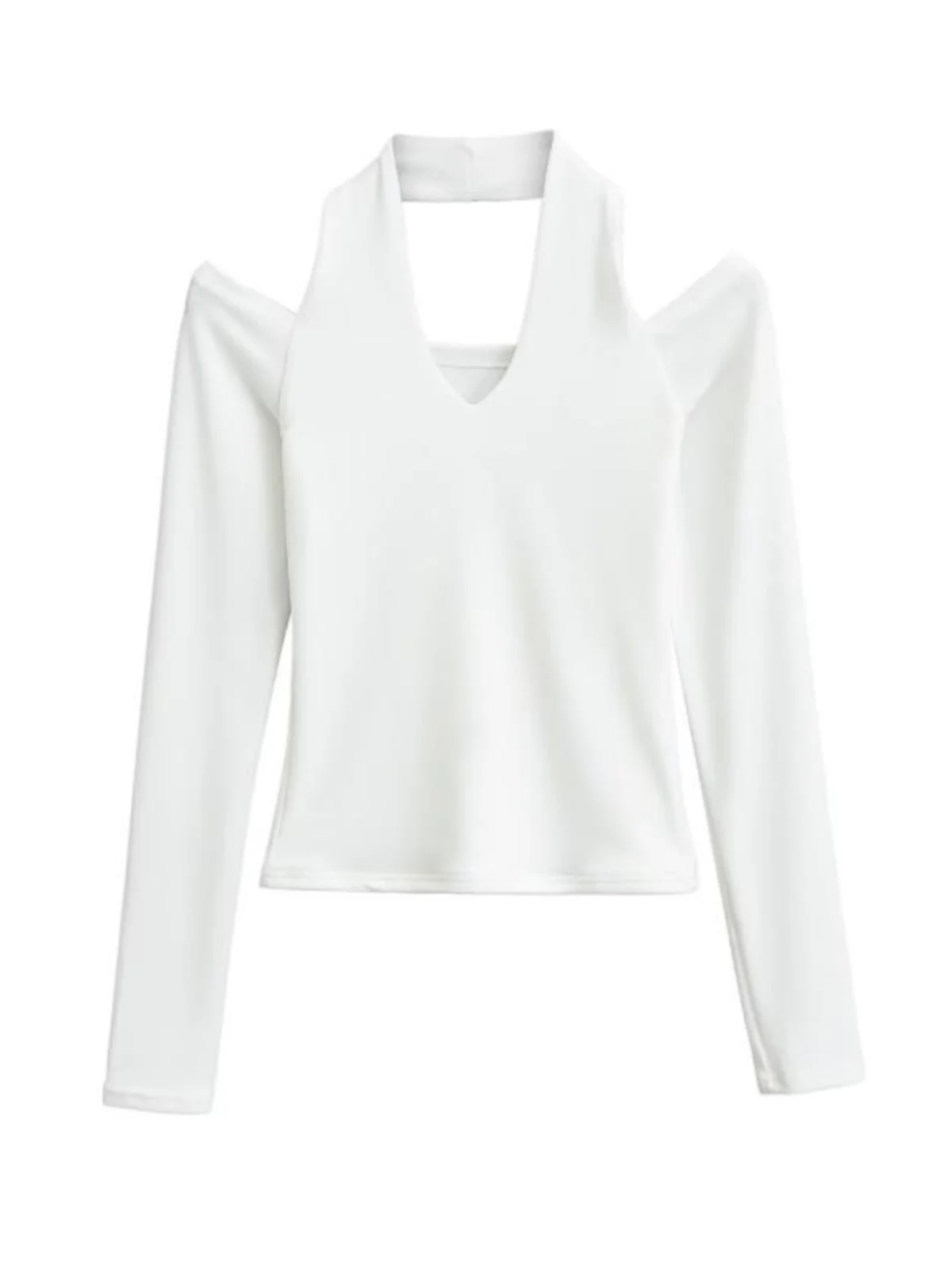 Sexy Layered oulder Baring Long Sve Ne Hanging T-irt Inner Wear Base irt Design Sense Street Sle ort Length