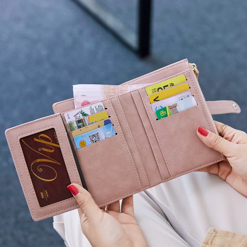 

PU Leather Women Short Wallets Female Folding Coin Purse Multi-slot ID Credit Card Holder Money Bags Ladies Clutch