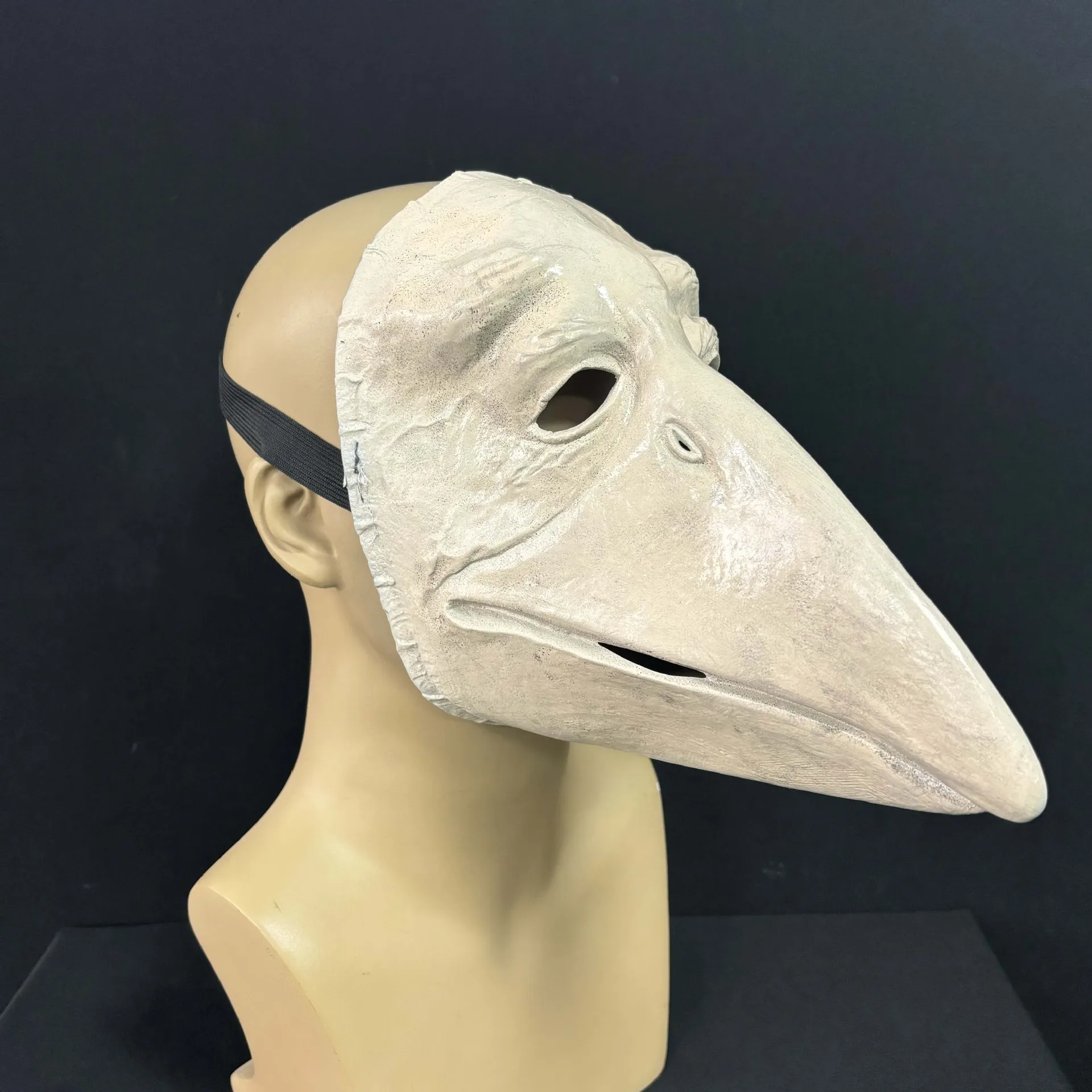Retro-Vogelgesichtsmaske mit langem Schnabel aus Latex, Vollgesichtsmaske mit gelockter Perücke, Set für Halloween-Cosplay-Party-Kostüm-Requisiten für Erwachsene – Detail 5