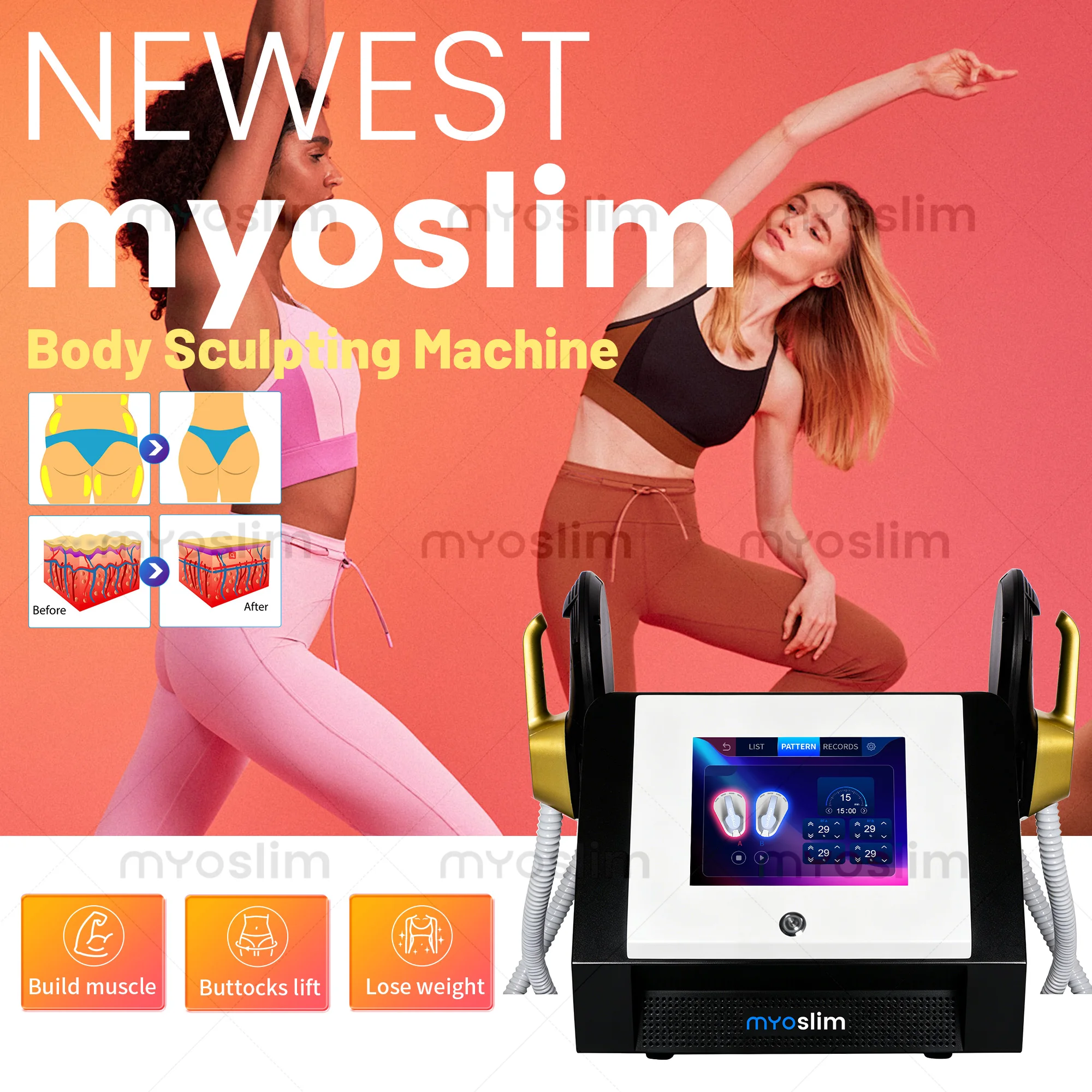 

myoslim 6500W High-Energy RF HIEMT Body Contouring System Electromagnetic Muscle Stimulator for Slimming Salon Device