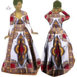 African Wax Print Maxi Dresses Dashiki Plus Size Traditional African Clothes for Women Full Sleeve Long Party Dress WY029