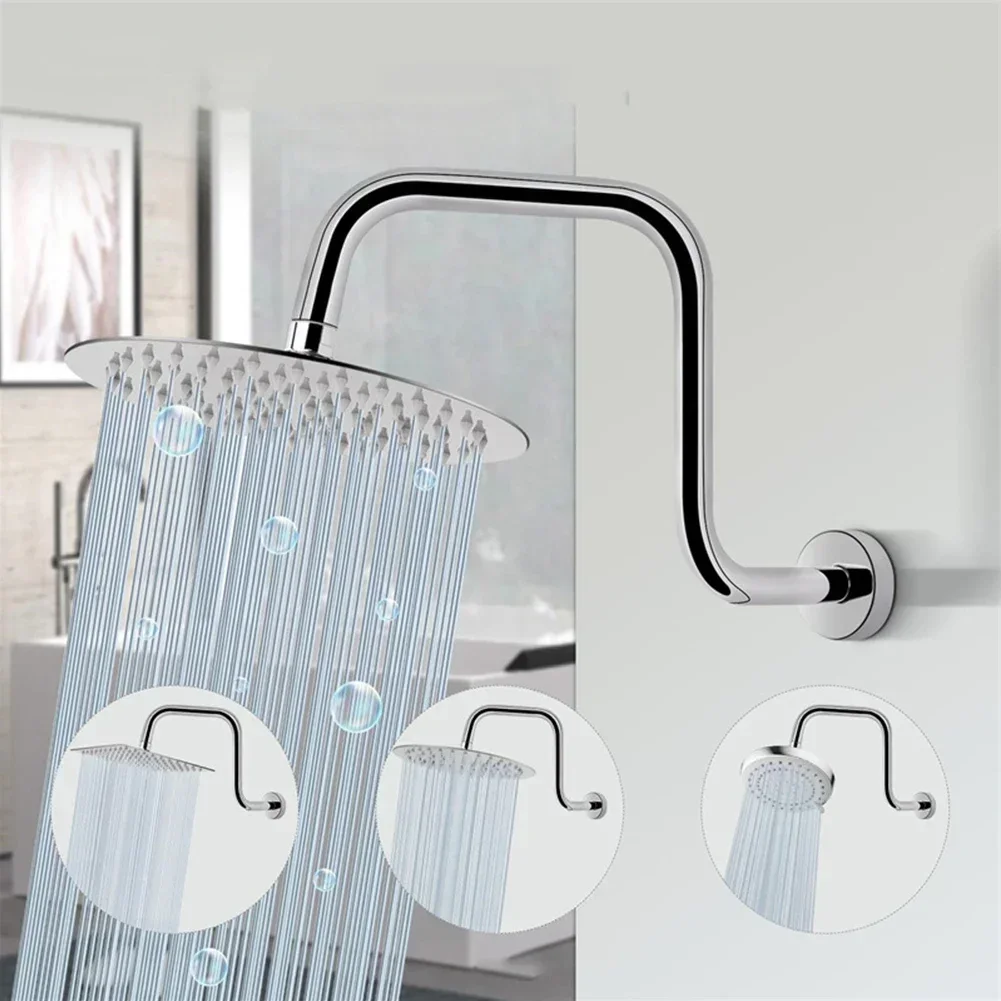 13 インチ壁掛けシャワーアームステンレス鋼シャワーヘッド延長 G1/2 シャワーヘッドバーバスルームアクセサリーシルバーブラック