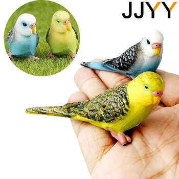 JJYY 미니 귀여운 앵무새 동물 모델, PVC 플라스틱 공예 장식, 동물원 새 조각상 장난감, 집 정원 장식