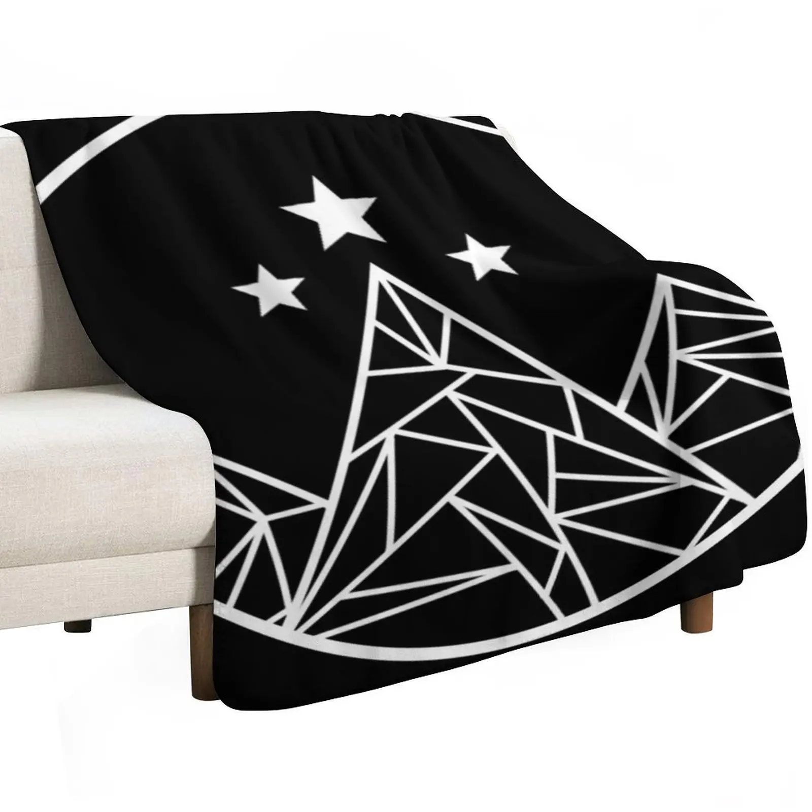 Mountains and Stars - White Outline Throw Blanket christmas gifts Nap warm for winter Sofa Throw Camping Retros Blankets