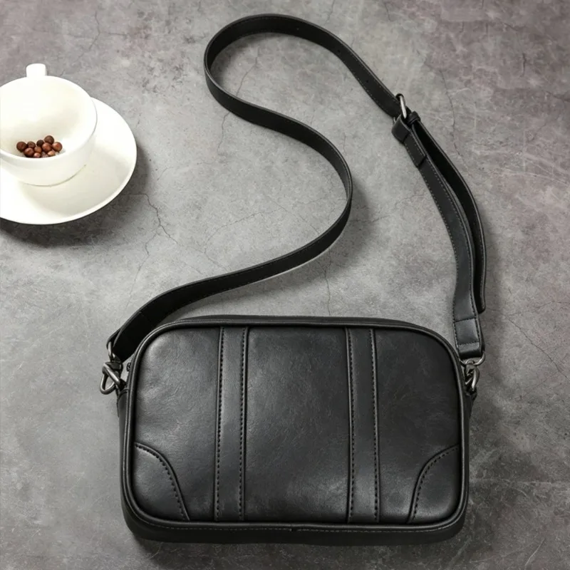 

2026 New Men Crossbody Bag Simple Solid Shoulder Bags for Men Multifunction Clutch Male Luxury Soft Leather Sling Pack Purse