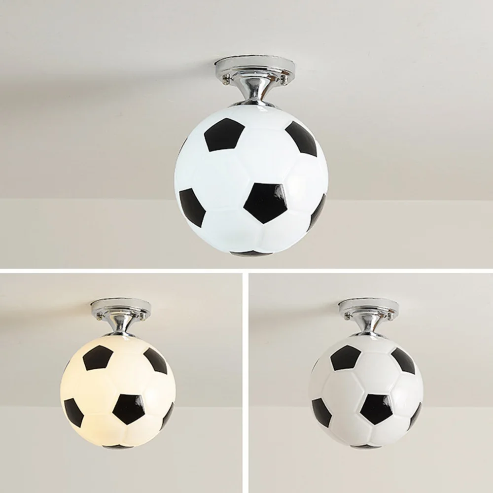 Soccer Ball LED Ceiling Lights 220V E27 Football Bar Club Ceiling Lamp Creative Kids Boy's Bedroom Decoration Light Chandelier