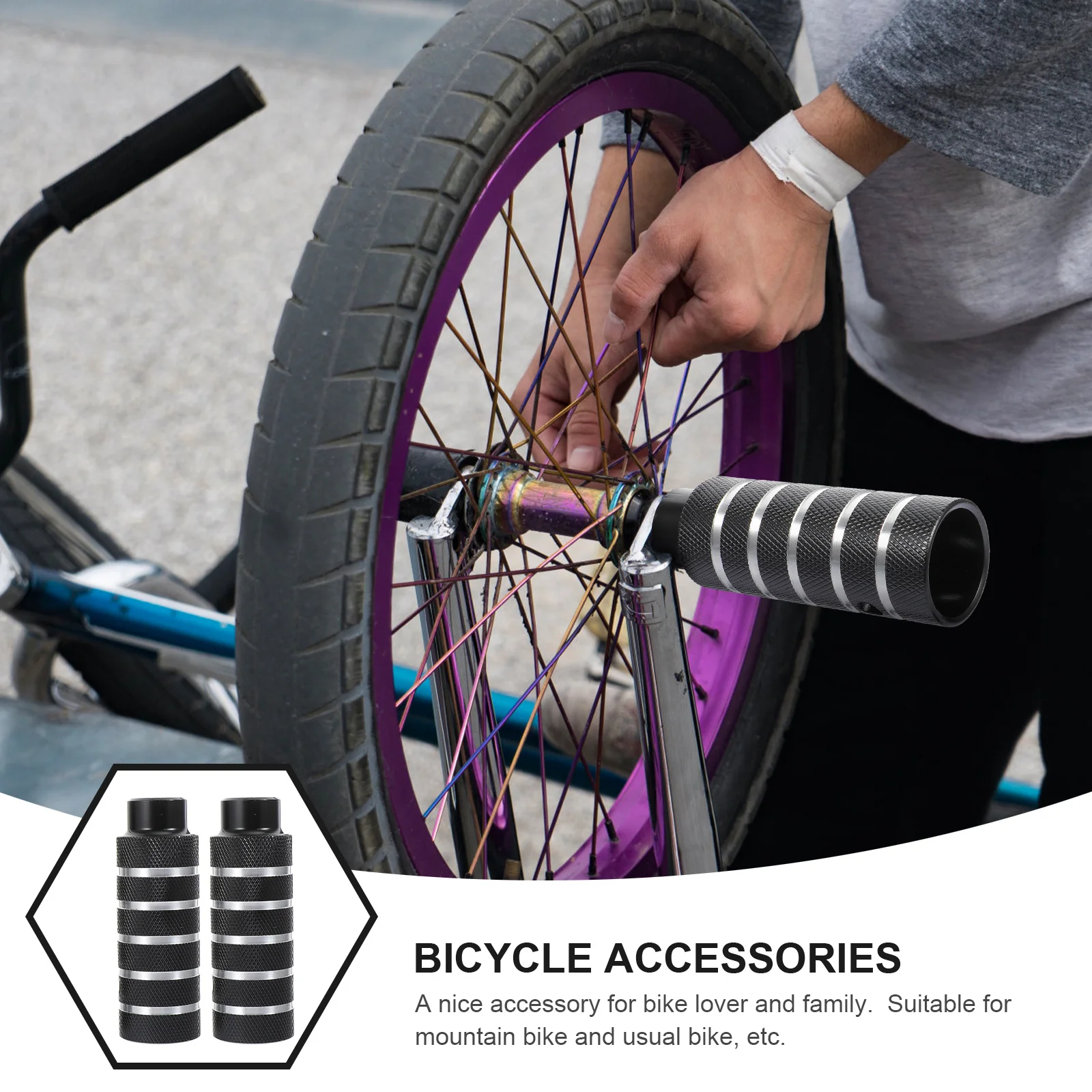 

1 Pair Bicycle Rear Stunt Pegs Aluminum Alloy Anti-Skid For Mountain Bike Cycling Pegs Bikes Backseat Pedal Sturdy Cylinder Seat