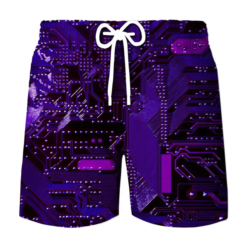 Short à motif de circuit amusant pour hommes, pantalons longs décontractés, short de plage imprimé en 3D, maillot de bain de surf d'été, short d'extérieur