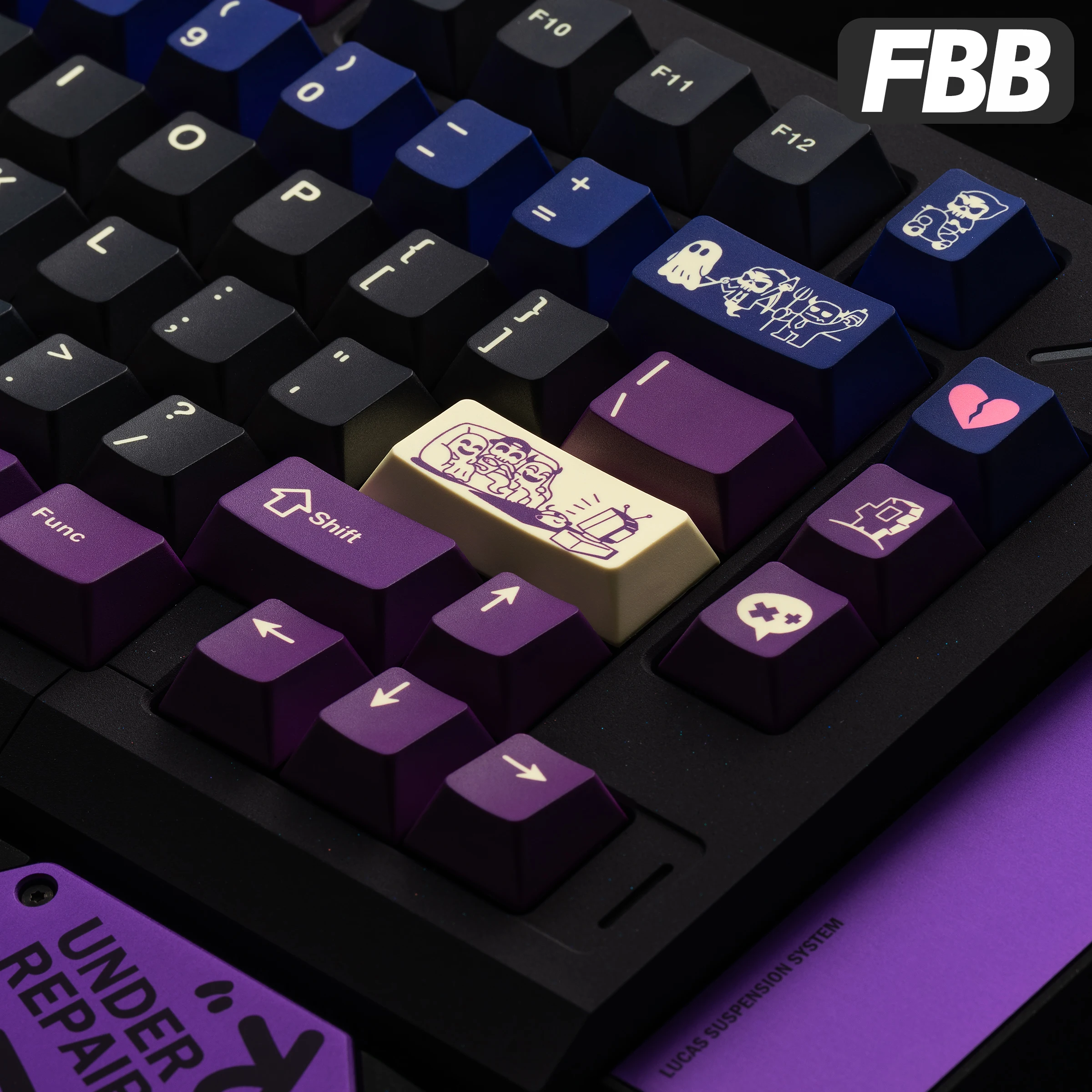 FBB Keycaps DAMN Purple Style Customized Mechanical Keyboard Cherry Profile For Gaming And Office Accessories 1.7mm Thickness
