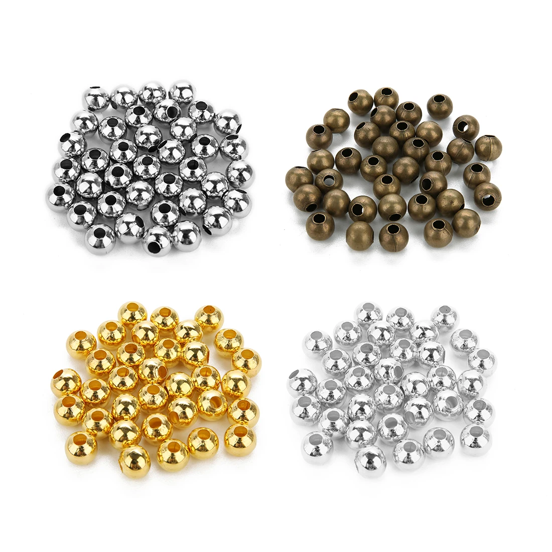 30-200Pcs Iron Metal Round Beads 3/4/6/8/10mm Smooth Ball Loose Spacer Bead for Jewelry Bracelet Necklace Making DIY Accessories