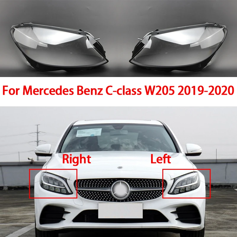 

Крышка передней фары автомобиля для Mercedes Benz W205 C-Class 2019-2021, прозрачный стеклянный абажур, корпус фары, линза