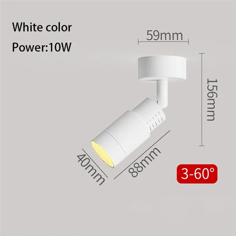 ABKO-Ceiling Lamp Mini Small Mounted Led Spotlight Zoom Adjustable Angle Focus Spot 3-60 Degree Atmosphere