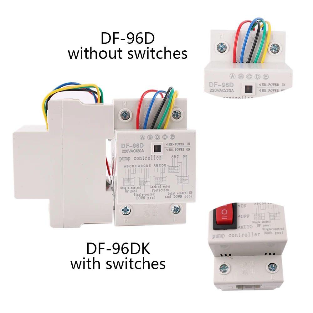 DF-96DK التلقائي المياه وحدة تحكم في المستوى التبديل 20A 220V خزان المياه جهاز استكشاف مستوى السائل وحدة تحكم في مضخة الماء 2M الأسلاك