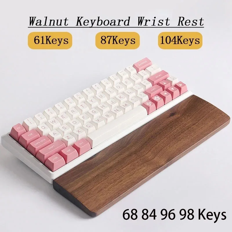 Mechanical Keyboard Walnut Wooden Wrist Rest Support Desk Hand Pad Gamer Wrist Hand Rest Ergonomic Comfortable For 61 68 87 Keys