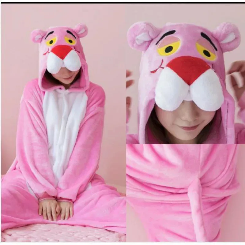 

Unisex Adults Animal Plush Onesies One Piece Pink Pajamas Sleepwear Women Men Winter Cartoon Flannel Unicorn Cosplay Costumes