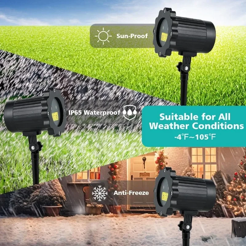 Christmas Projector Lights Outdoor, Waterproof Christmas Decorations Led Lights Projector with Remote Control Timer Indoor