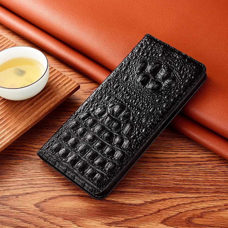 Crocodile Genuine Leather Case for XiaoMi Redmi Note 3 4X 5 6 7 8 8T 8 9 9s 9T Pro Max Cowhide Magnetic Cover