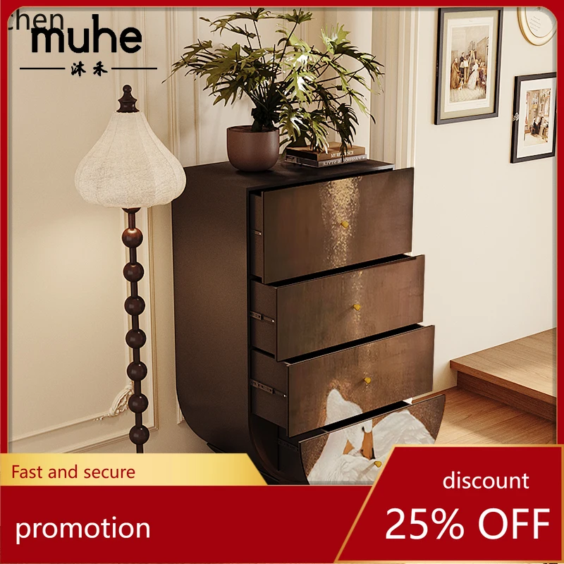 

HT French light luxury high-end solid wood four-chest cabinet, bedroom, sofa, drawer cabinet, living room, entrance cabinet