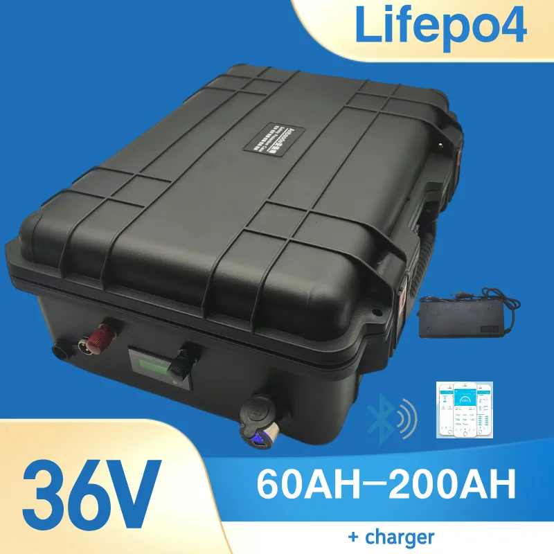 

Waterdichte 36V Lifepo4 60Ah 80Ah 100Ah 120Ah 150Ah 200Ah литиевый аккумулятор 42V BMS 3600W для троллингового двигателя + открывалка 10A.