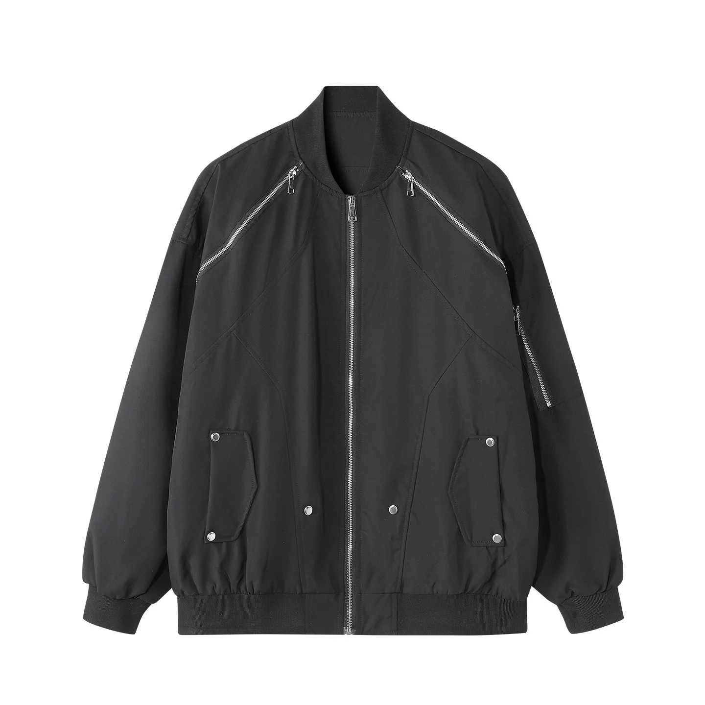 

American Sle Loose Fit Baseball Jaet Men's Casual Trendy Zipper Outerwear Couple's Autumn Faion Design Streetwear