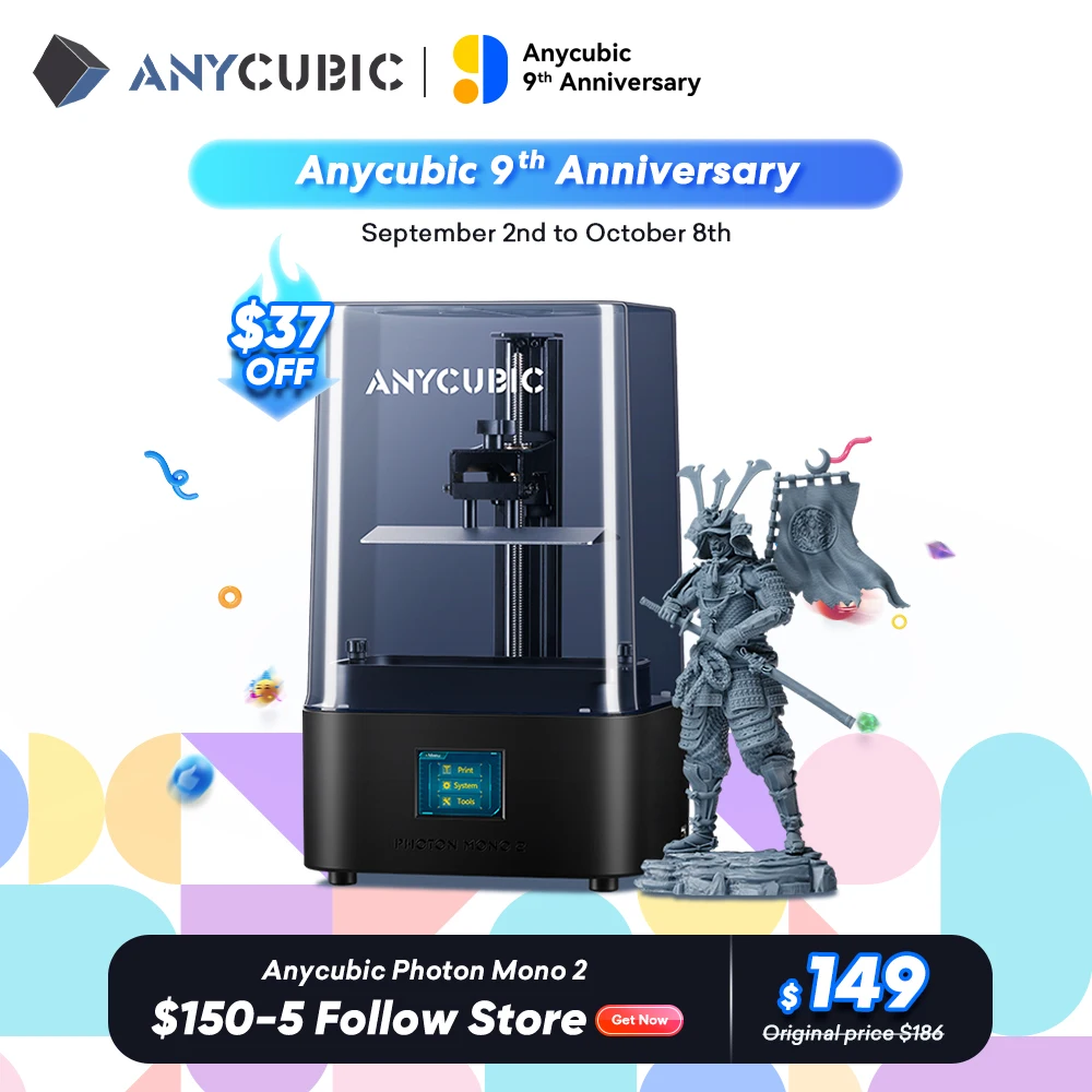 

ANYCUBIC Photon Mono 2 LCD UV Resin 3D Printer High-Speed 3D Printing 6.6" 4K+ Monochrome Screen 165*143*89mm Printing Size