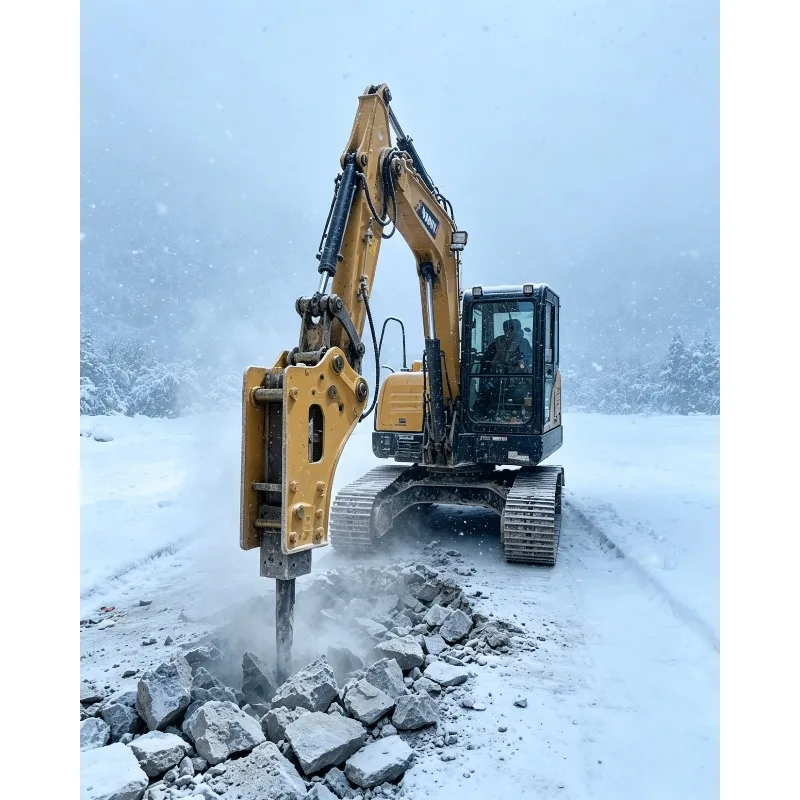 Hydraulic Breaker Hammer 35 45 with Chisel and Connecting Rod for Excavator Attachment Heavy Duty Demolition Tool