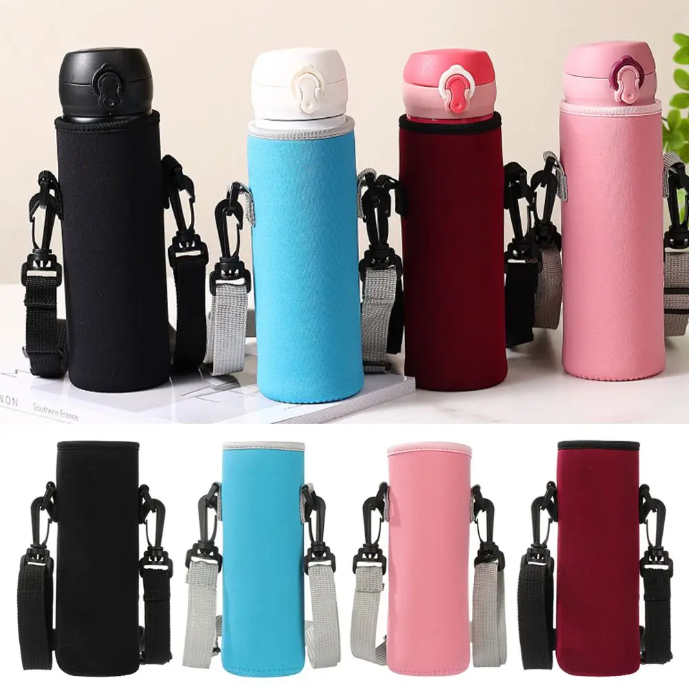Water Bottle Cover Bag Pouch With Strap Neoprene Water Pouch Holder Shoulder Strap Black Bottle Carrier Insulat Bag