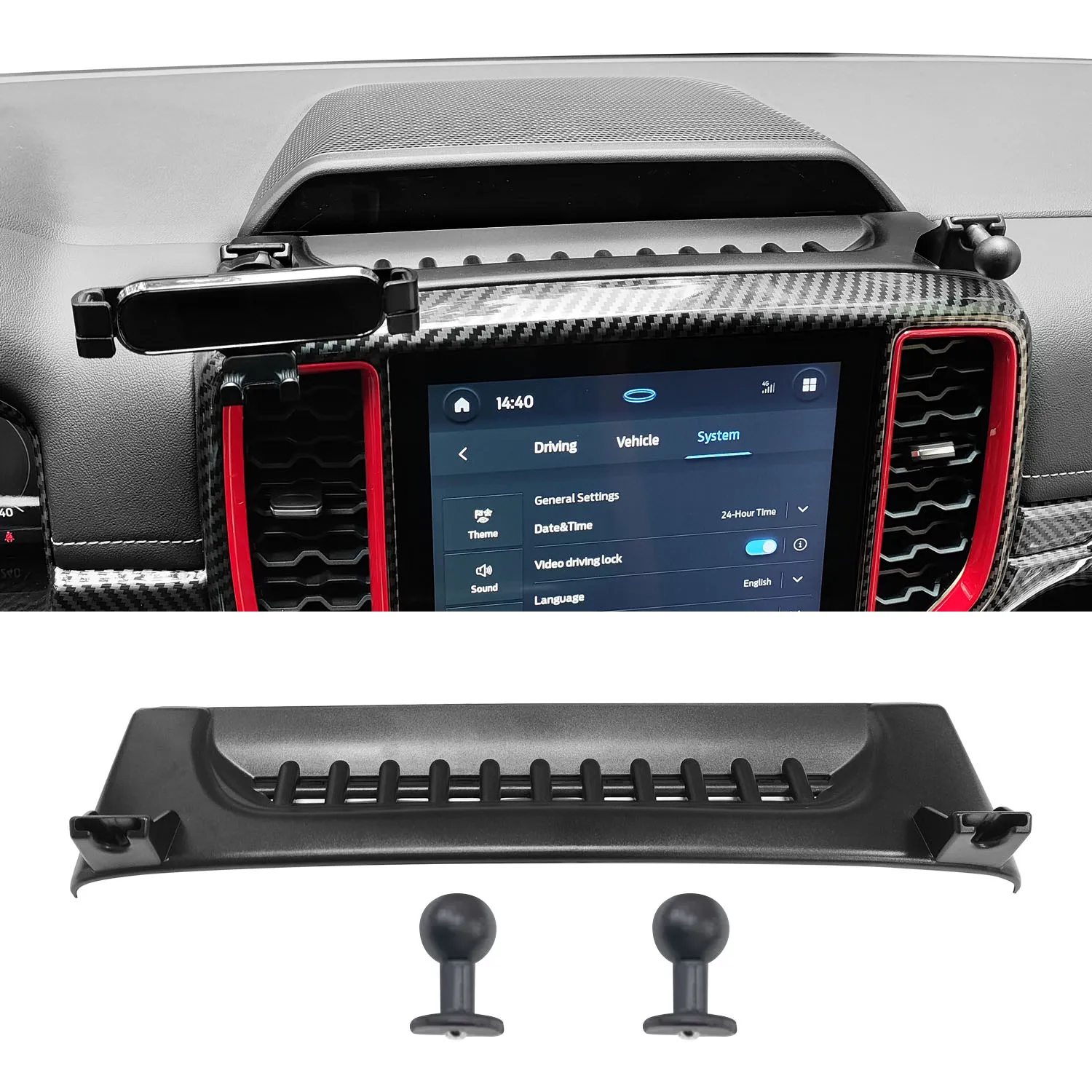 For Ford Ranger T9 2023 2024 Car Phone Holder Screen Navigation Bracket Magnetic New Energy Wireless Charging Rack Base