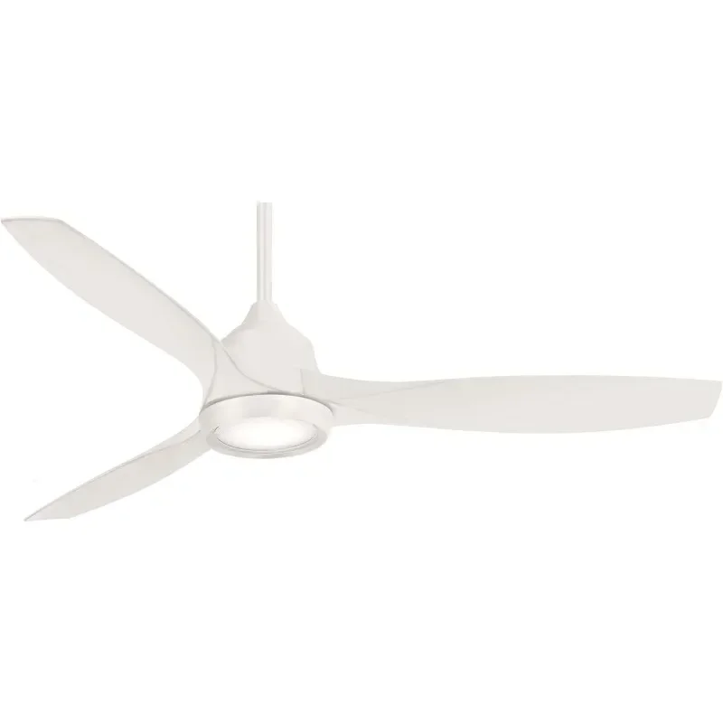 MINKA-AIRE F749L-WHF Skyhawk 60 Inch LED Ceiling Fan with Carved Wood Blades, Integrated LED Light and DC Motor in White Finish