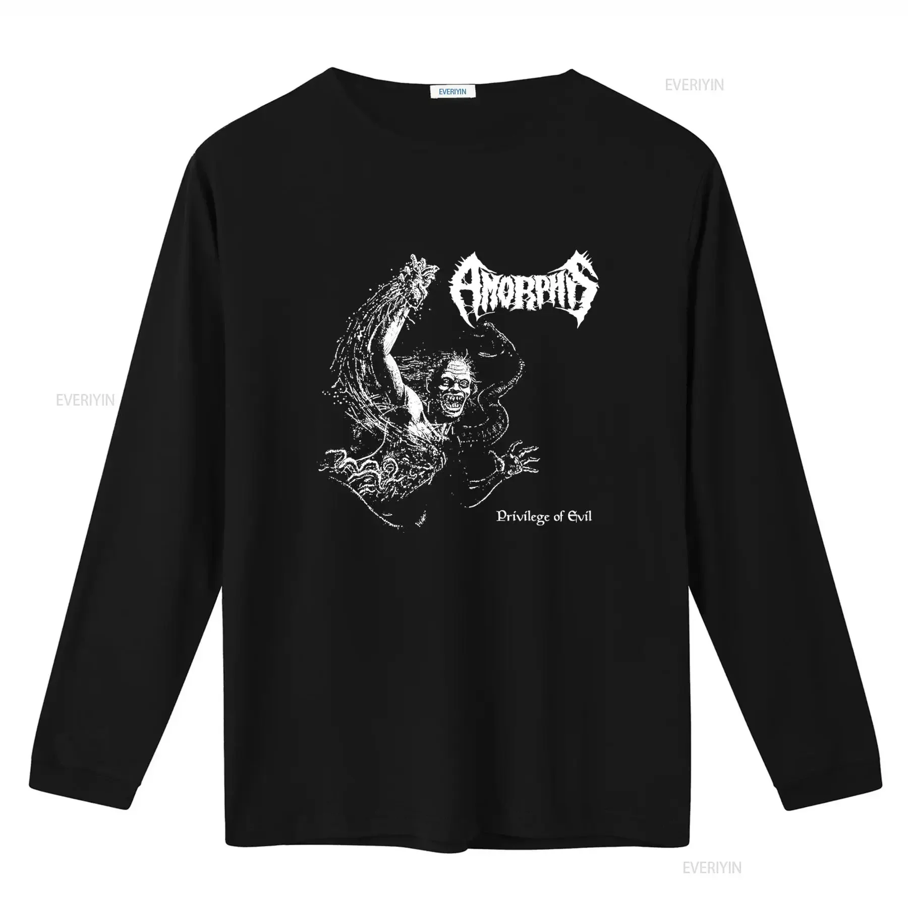 AMORPHIS Privilege Of Evil T Shirt Heavy Metal Band Design for Fans vintage Washed streetwear Top For Everyday Wear Casual