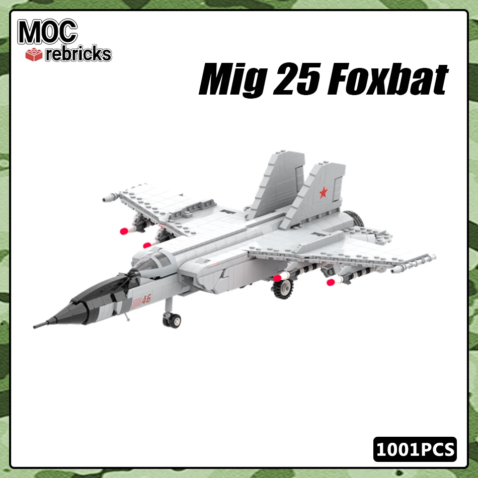 MOC Military Series Mig 25 Reconnaissance Light Bomber Building Block Model Bricks Collection DIY Toys for Kid Christmas Gifts