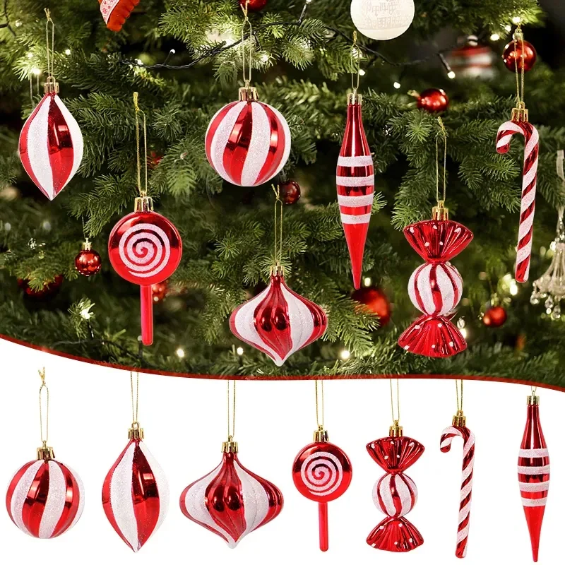 

Christmas Foil Balloons Candy Cane 14PCS Red Gold Balloons Set Merry Christmas Ornaments for Birthday Party Hanging Decorations