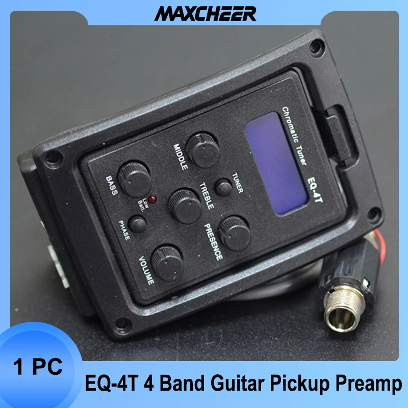 

EQ-4T 4 Band Acoustic Guitar Preamp Electric Guitar EQ Equalizer Acoustic Guitar Preamp EQ Pickup with Tuner