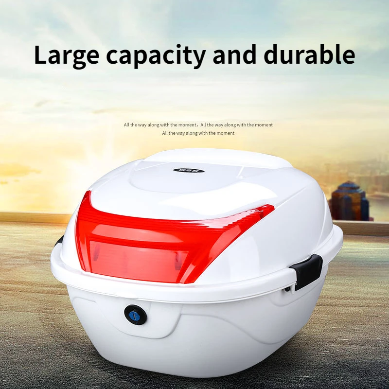 Motorcycle Tour Tail Box Scooter Trunk Luggage Top Lock Storage Carrier Case with With Mounting Base and Quick-Release System