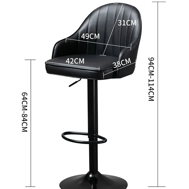 가죽 다이닝 룸 바 의자, 조절식 블랙 바 스툴 하이 퀄리티, 북유럽 가정용 가구, 모던 럭셔리