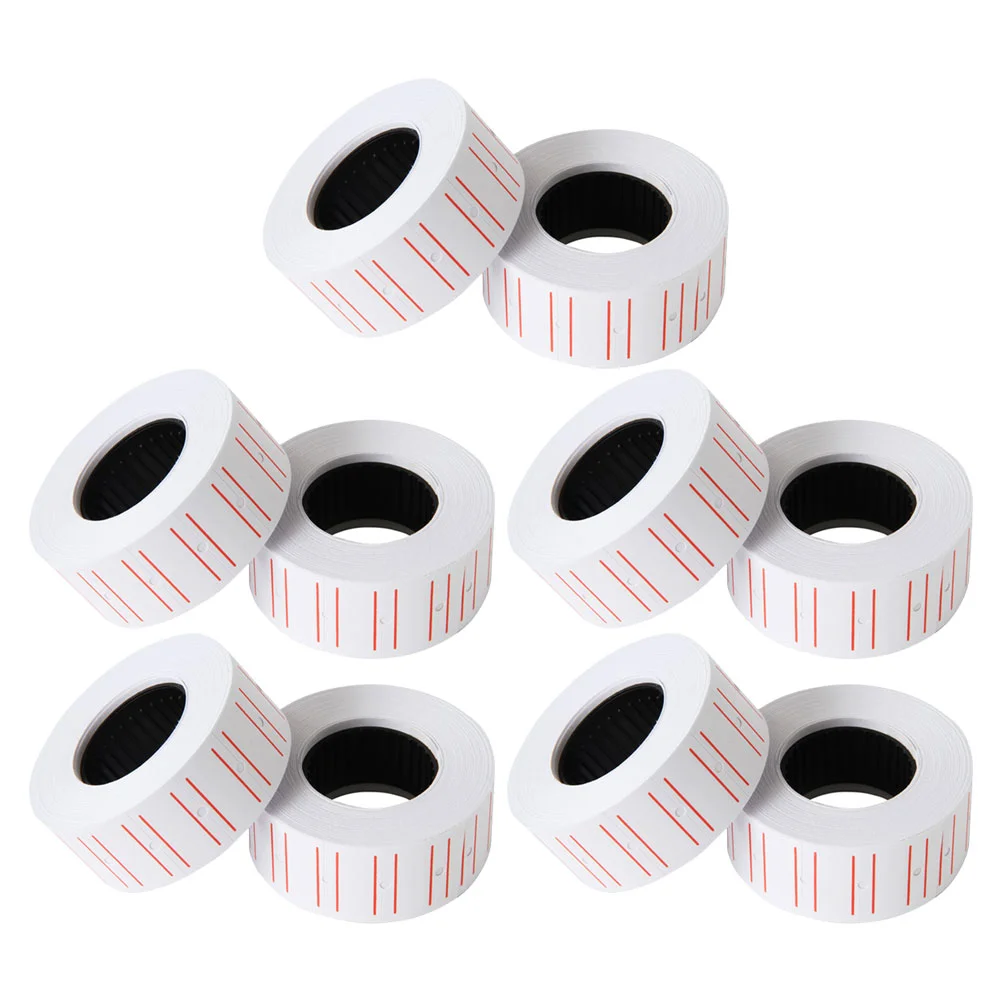 10 Rolls Single Row Price Tag Paper Removable Pricing Stickers Retail Labels Small Supplies Pvc Self-adhesive