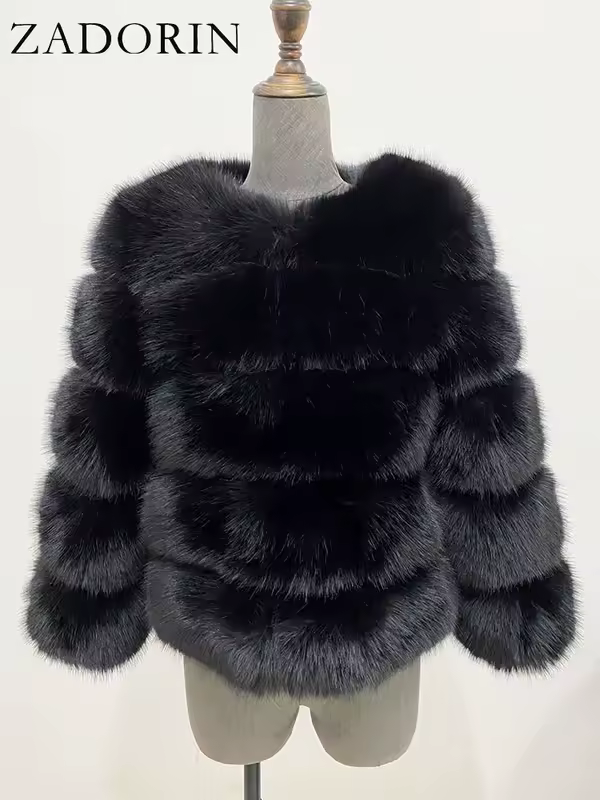 ZADORIN S-6XL Mink Coat Winter Black White Faux Fur Coat Woman Elegant Fluffy Faux Fur Jacket Top Short Fur Coats Woman Clothing - Image 14
