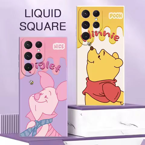 Disney Winnie The Pooh Piglet Case For Samsung Galaxy S25 S24 Ultra S23 S22 Plus S21 S20 FE S10 S25Ultra Liquid Silicone Cover