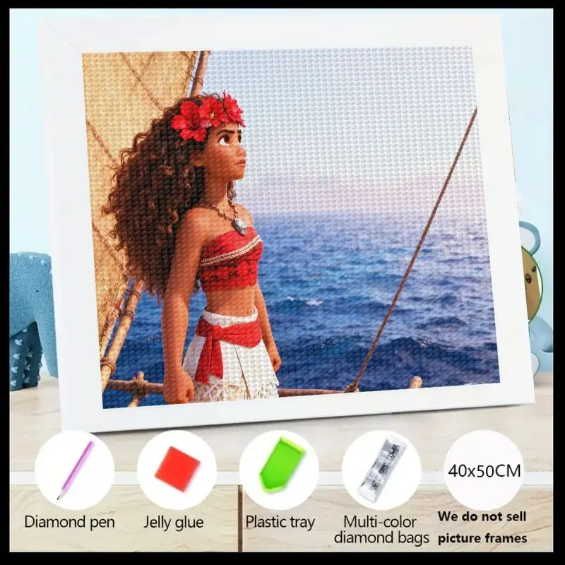 

1 шт. 5D DIY полный дрель комплект алмазной живописи, Моана мультфильм принцесса океан приключения художественный набор, хрустальный горный хрусталь драгоценный камень домашняя стена