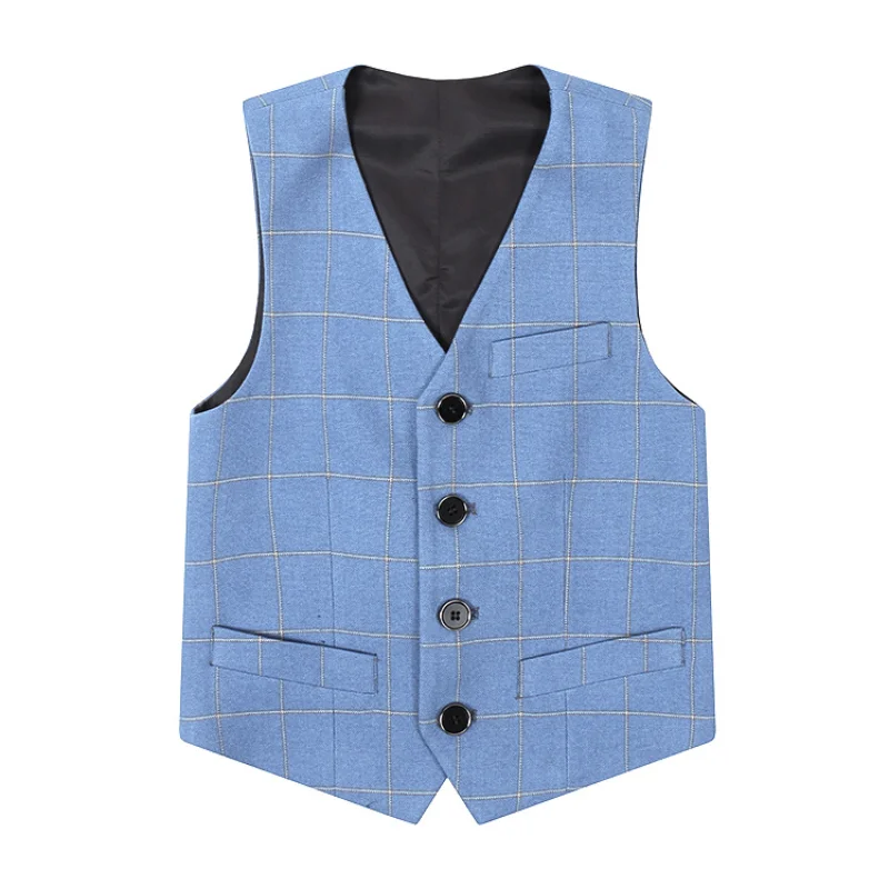 Kids Plaid Top Child Waistcoat Wedding Clothes Boy Formal Dress Suits Children Teens Gentlemen Vest Baby Toddler  Party Jacket