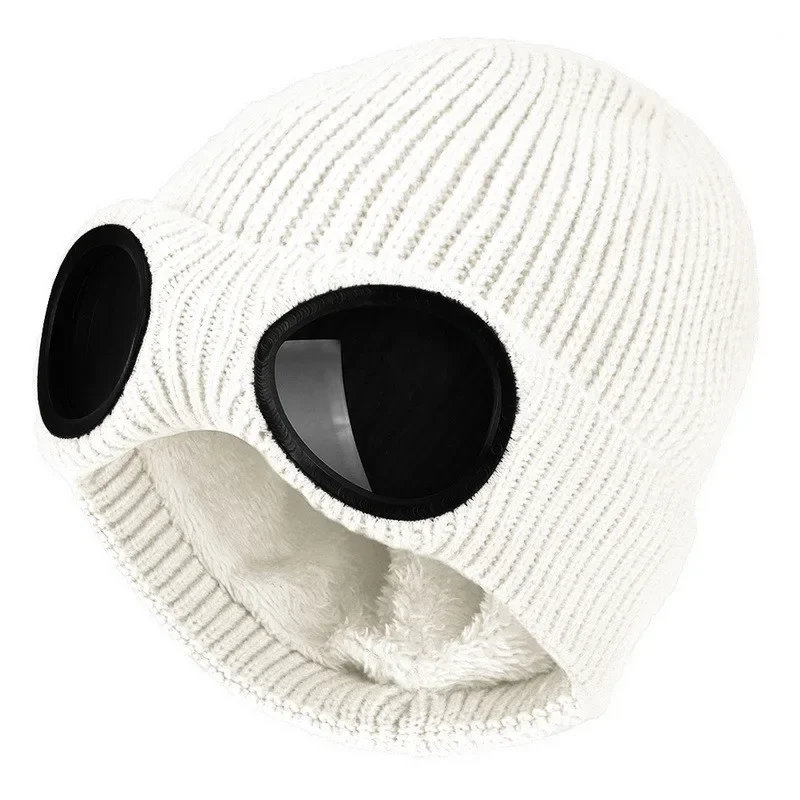Männer Frauen Winter Plus Plüsch Dicker Wärmer Motorhaube Damen Beiläufige Kappe Acryl Gestrickte Warme Brille Hüte Skullies Beanies R82 – Detail 3