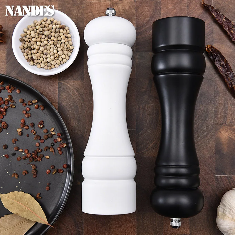 8inch Manual Wood Salt and Pepper Grinder Adjustable Ceramic Rotor Seasoning Spice Grinders Kitchen Cooking Tools