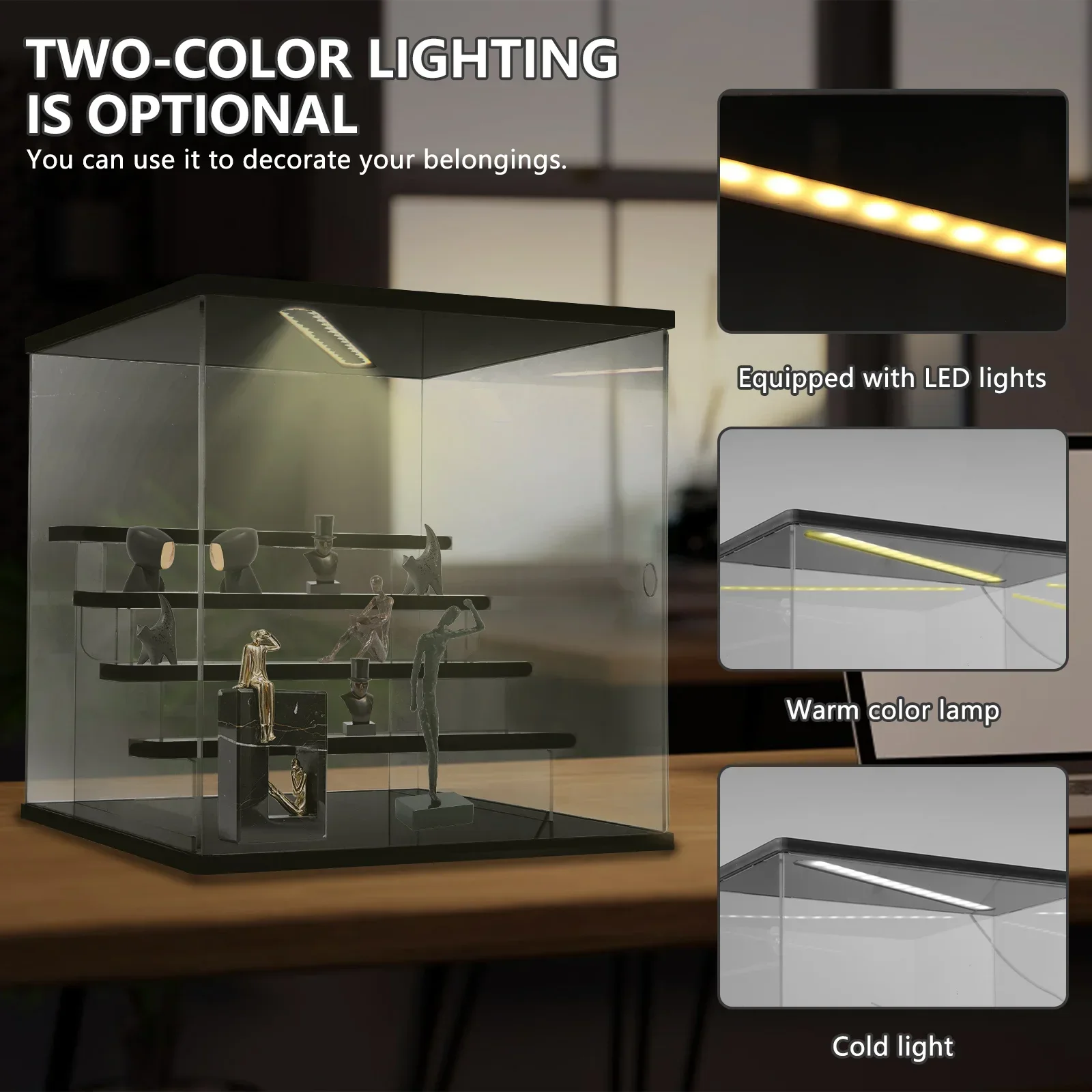 3/5 طبقات رف شاشة أكريليك صندوق أعمى شفاف عرض مصباح ليد سلم اليدوية أنيمي نموذج سيارة خزانة الغبار