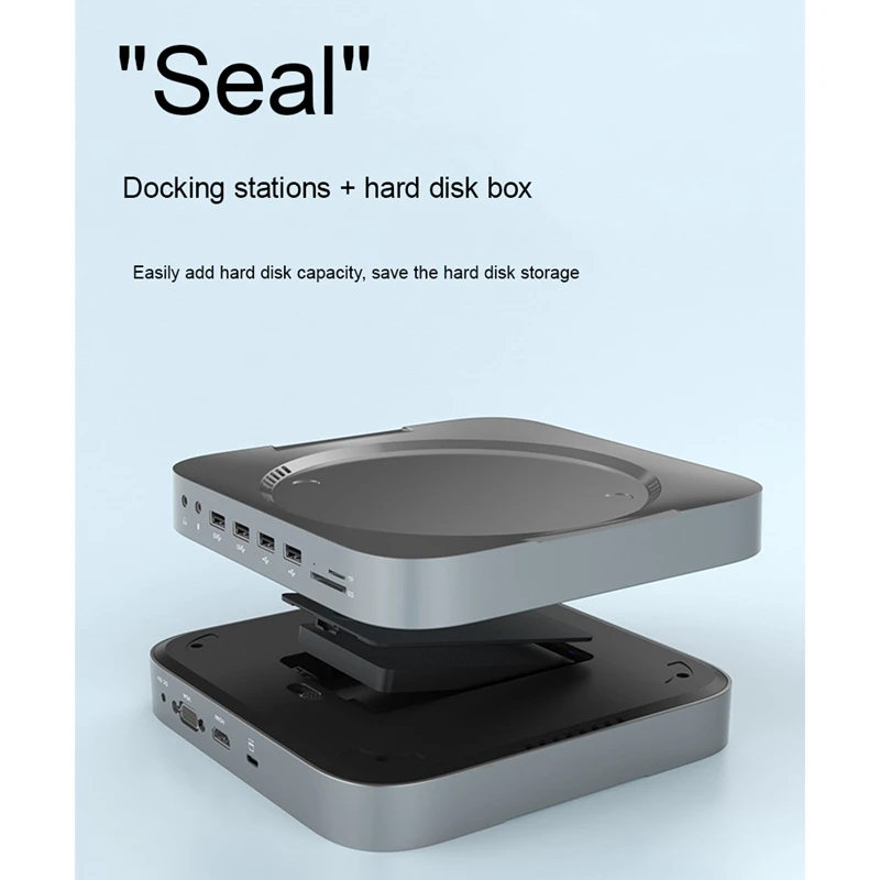 For Apple Computer Mac Mini Dock Docking Station Built-In Hard Drive Box Convenient Portable 13-In-1 Docking Station