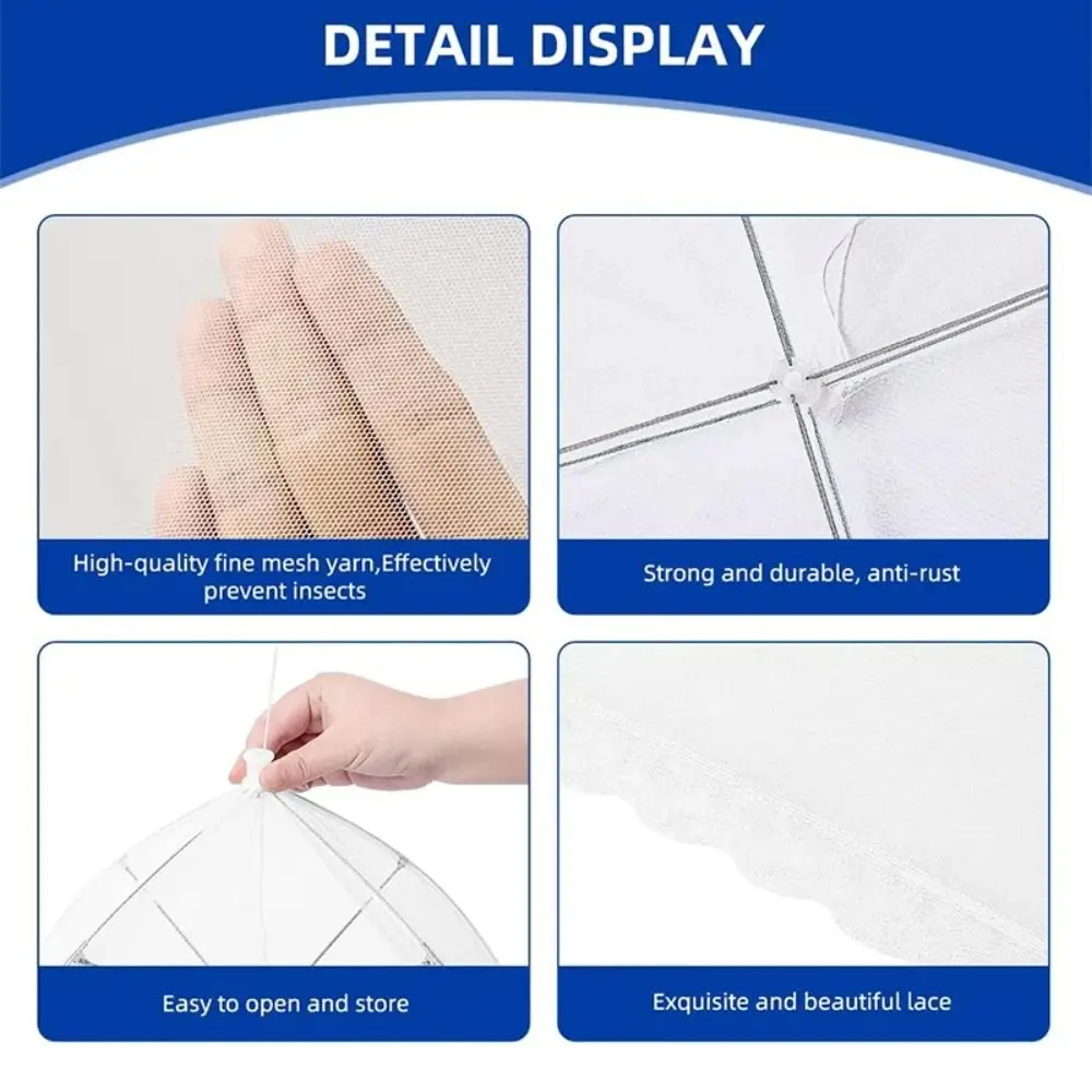 Collapsible Mesh Food Covers Protective 12/14/17/18 Inch Dish Cover Dish Lid Anti-Flying Dining Table Insect Proof Cover